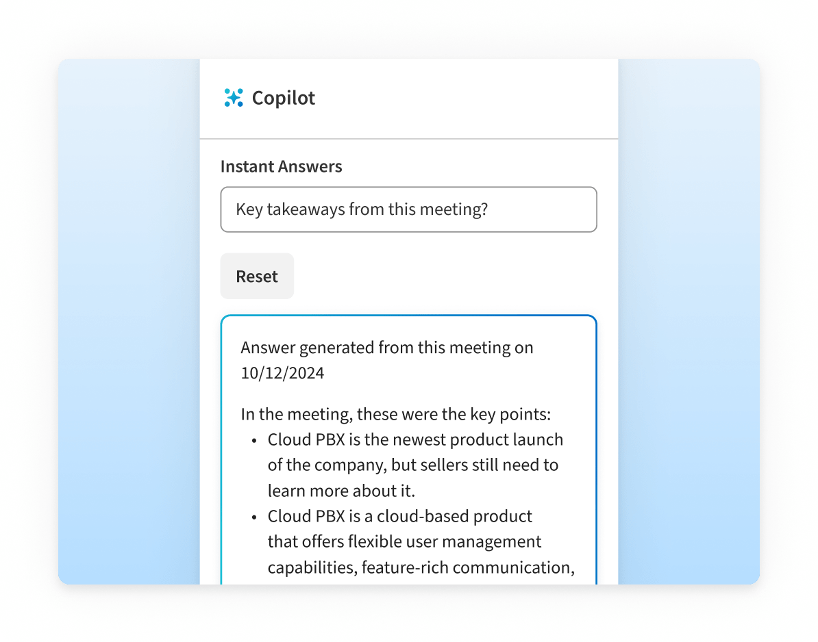 Meeting Instant Answers Copilot