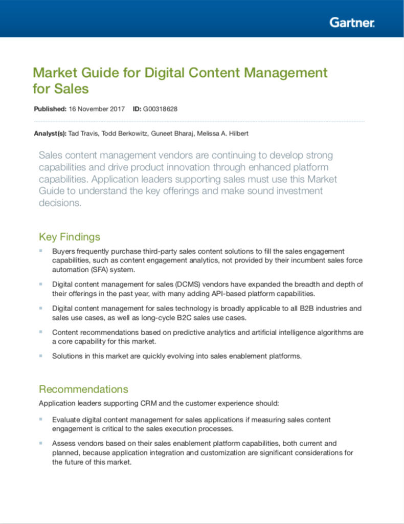 Highspot in Gartner Guide for Sales Content Management | Highspot